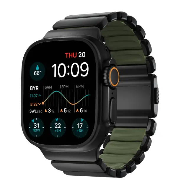 Nomad Stratos Band Black Titanium Forest Green FKM AW 45/46/49mm