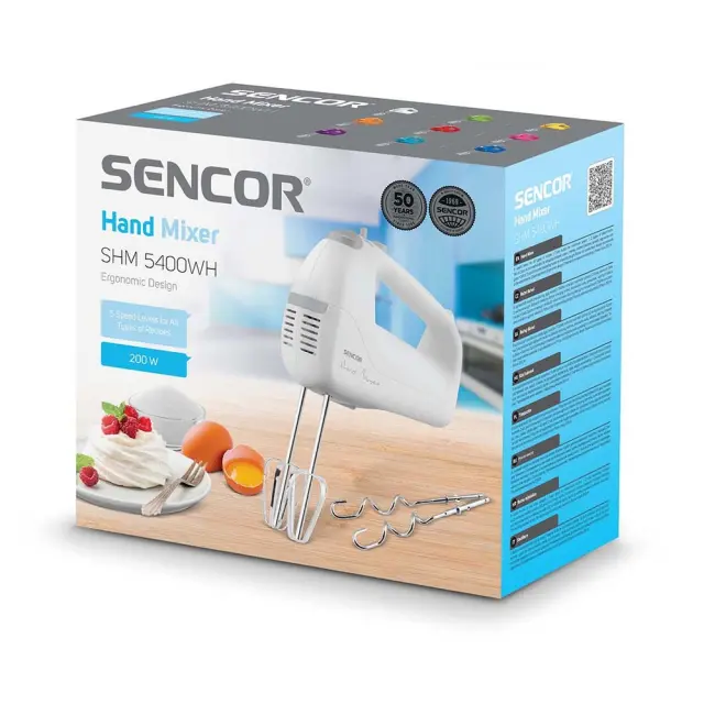 Μίξερ Χειρός 5 Ταχυτήτων 200W Sencor SHM 5400WH Λευκό/Γκρι 2