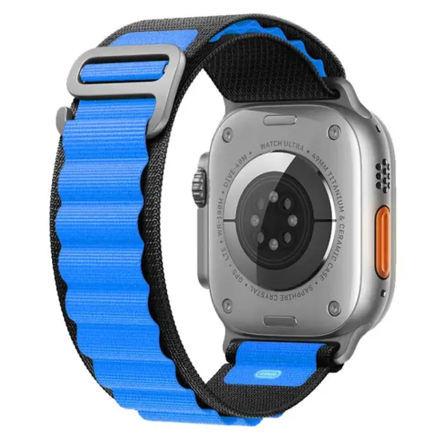 Nylon Λουράκι με Γάντζο για Apple Watch 38/40/41/42 (Series 10/11/12)mm- Black/Blue OEM 2