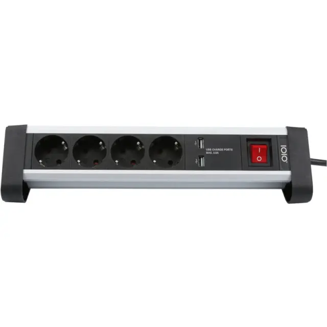 Πολύπριζο Ασφαλείας 4 Θέσεων Με 2 USB Διακόπτη Και Βάση Για Γραφείο OLYMPIA SL 2425 U 2