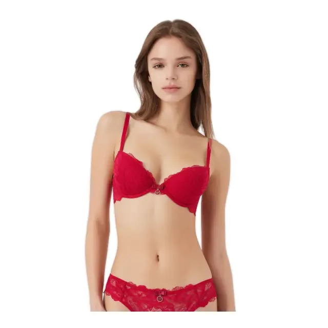 Emporio Armani Γυναικείο Σουτιέν Push-up Eternal Recycled Lace, Χρώμα Burgundy - 80B 3