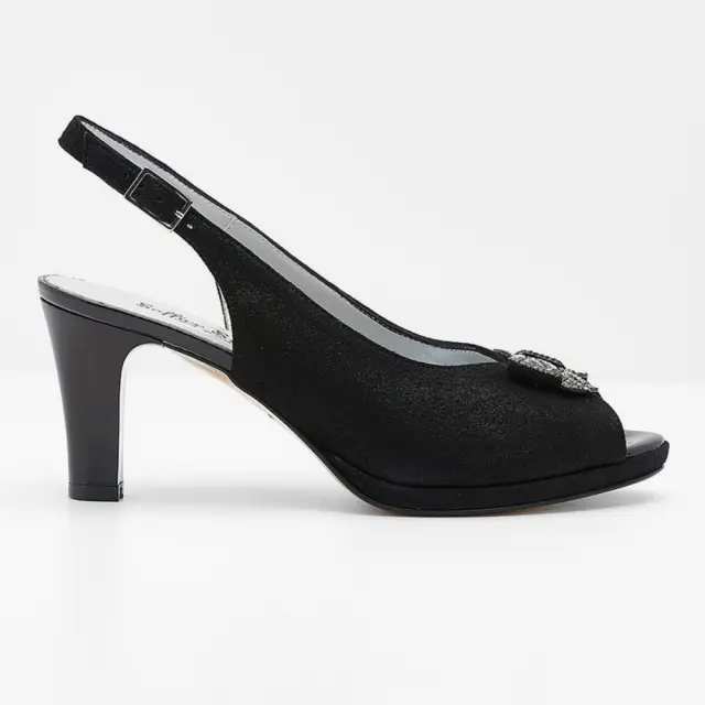 Soffice Sogno Πέδιλα με Τακούνι Γυναικείο δέρμα Nubuck Μαύρο ASS/20075 NERO