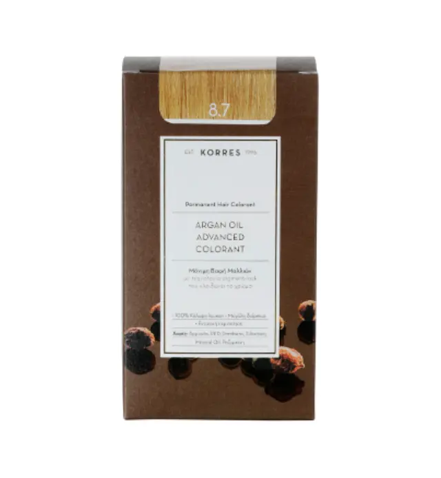 Korres Argan Oil Advanced Colorant Μόνιμη Βαφή Μαλλιών 8.7 Καραμέλα, 50ml