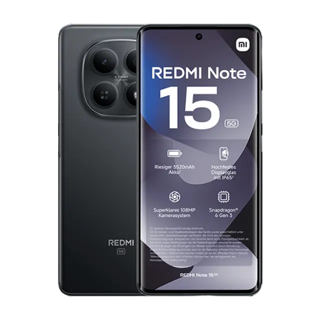 Xiaomi Redmi Note 15 5G 256GB (8GB Ram) Dual-Sim Midnight Black EU