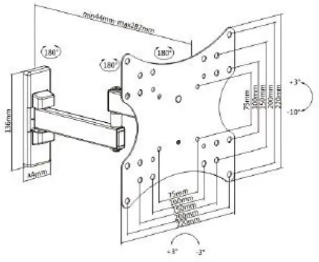 ΒΑΣΗ TV23-42'' ΣΠΑΣΤΗ ΔΙΠΛΗ ΠΕΡΙΣΤ. 180° KLA26-222 LLC 2