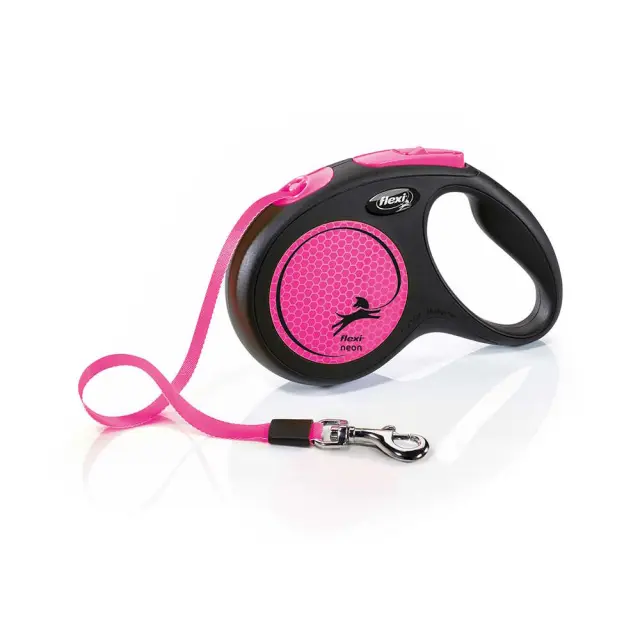 Flexi New Neon Πτυσσόμενο Λουρί/Οδηγός Σκύλου Ιμάντας Ροζ 5m Έως 15kg Ροζ - S 2