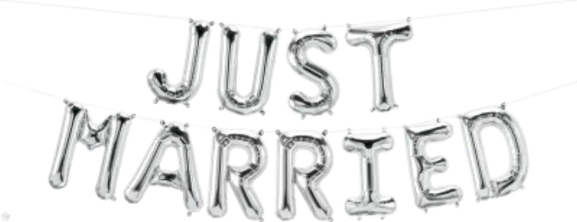 Μπαλόνι Γράμματα Just Married Ασημί