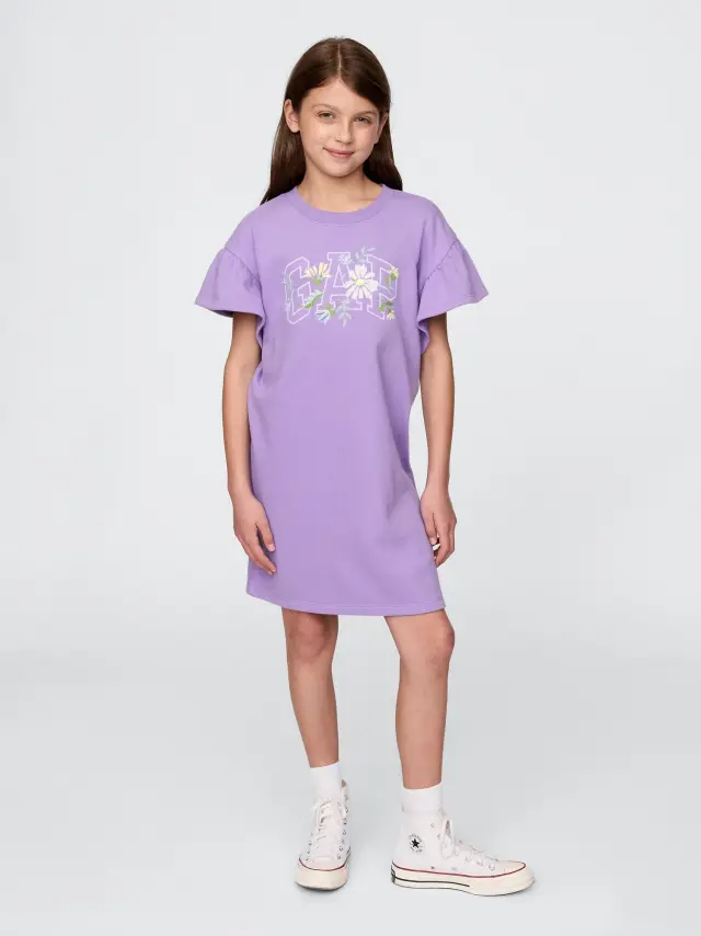 Παιδικό Vintage Soft Flutter-Sleeve Sweatshirt Φόρεμα wisteria blossom