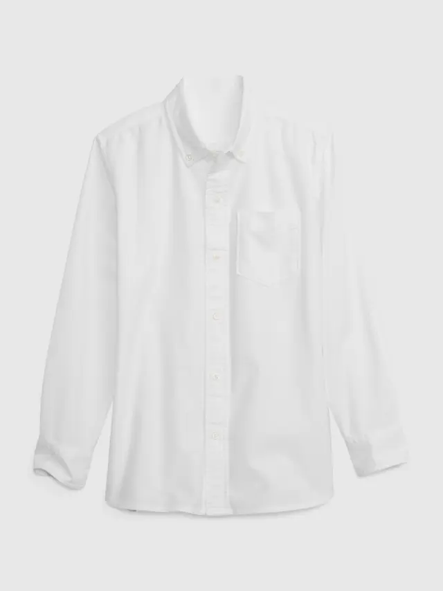Άσπρο Παιδικό Οργανικό Βαμβάκι Uniform Oxford Πουκάμισο White - M