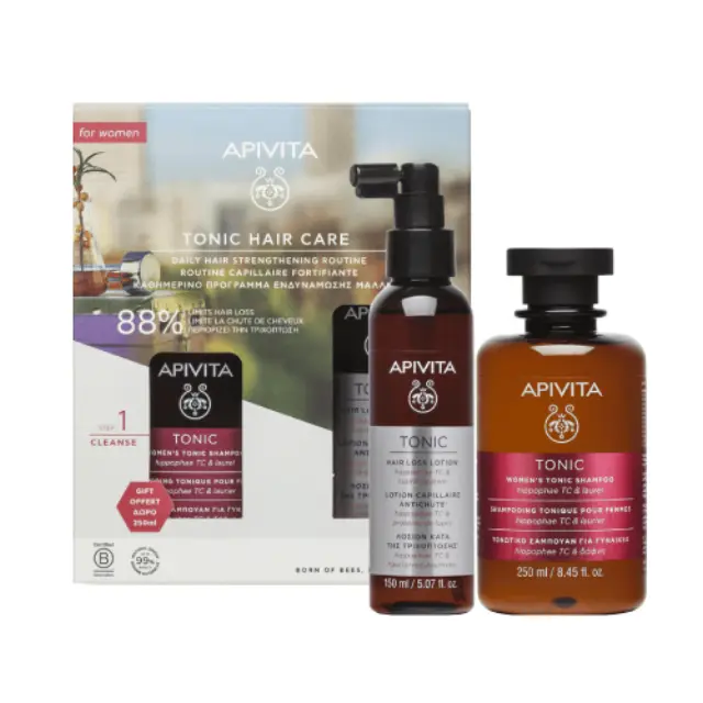 Apivita Promo με Women's Tonic Hair Loss Lotion Κατά της Τριχόπτωσης, 150ml & Δώρο Women's Tonic Shampoo Τονωτικό Σαμπουάν για Γυναίκες, 250ml, 1σετ