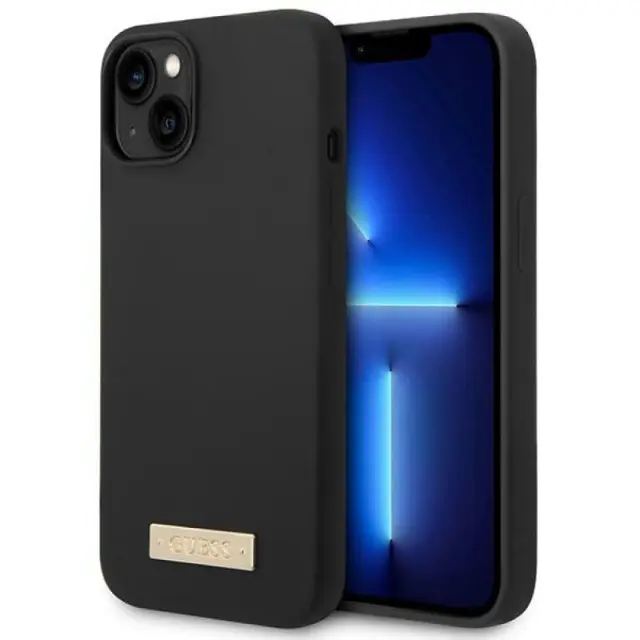 Guess Logo Plate MagSafe Back Cover Σιλικόνης Μαύρο (iPhone 14 Plus)