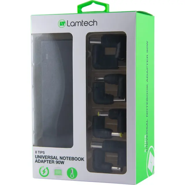 Lamtech Universal Notebook Adapter 90W 15V-20V με 10 Βύσματα για Dell, HP, Lenovo + Samsung – Universal Φορτιστής Laptop
