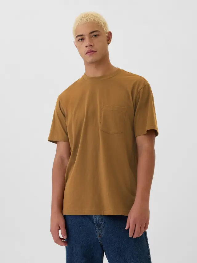 Καφέ Original Pocket Κοντομάνικη μπλούζα με Τσέπη palomino brown - S