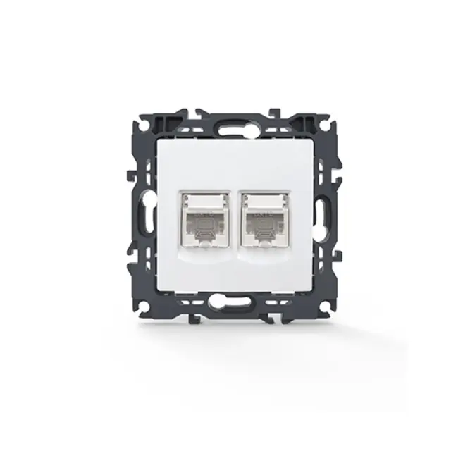 PRIME ΠΡΙΖΑ ΔΙΚΤΥΟΥ ΛΕΥΚΗ 2XRJ45 ΜΕ ΒΥΣΜΑ CAT6 UTP IP20 / 1000113301