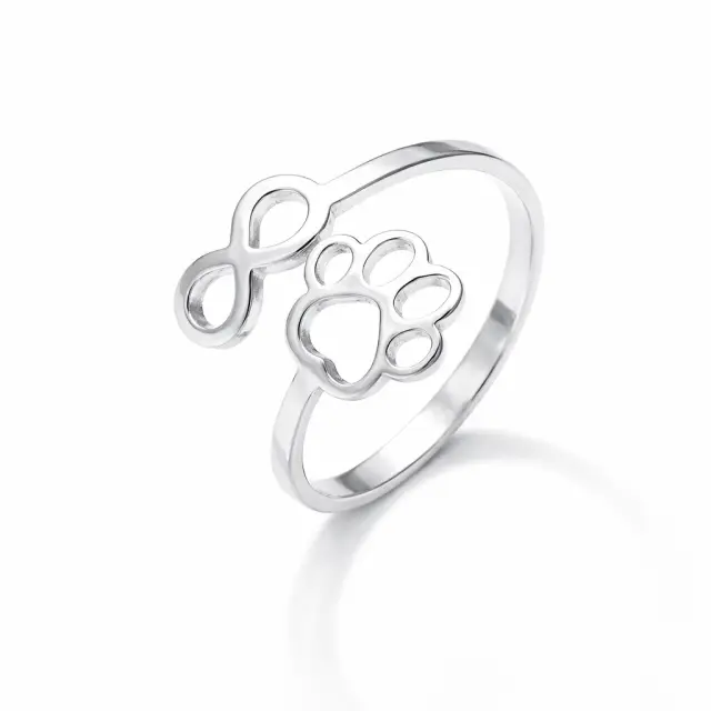 Ghetto Infinity Dog Paw Stainless Steel Open Ring