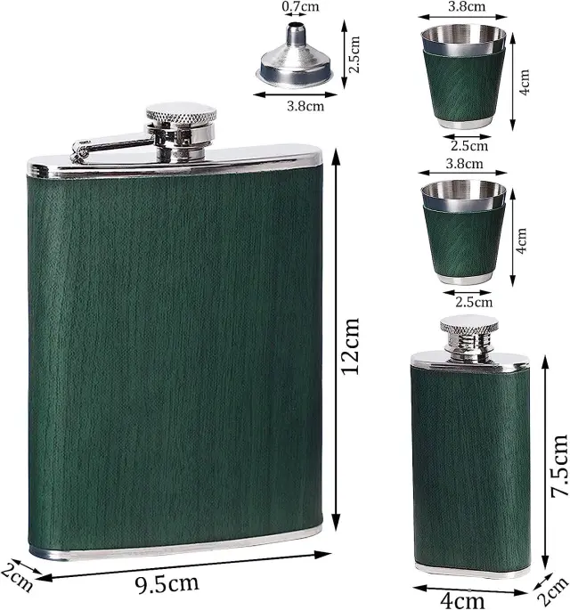 Σετ φλασκί ποτού με ποτήρια - JH-4 - 270799 - Green 3
