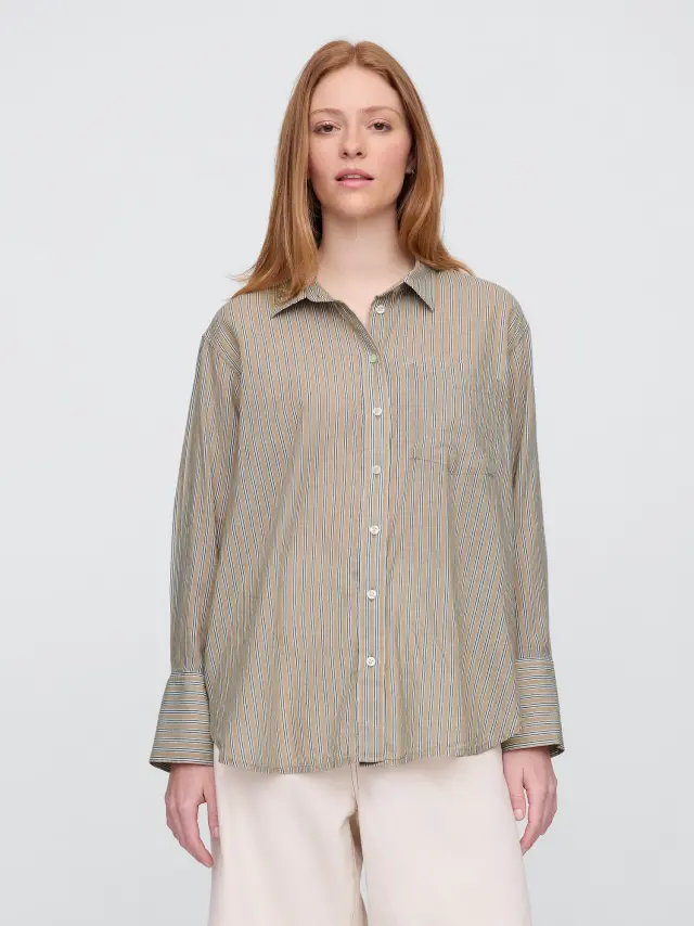 Μπεζ Πουκάμισο με Δέσιμο στην Πλάτη LS TIE BACK SH:136BGSTR - XS