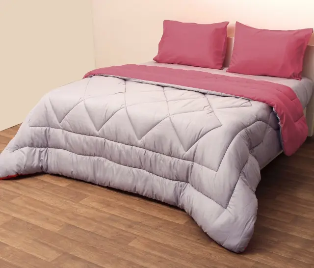 Πάπλωμα 160Χ240 Μονό Microfiber Viopros Φούξια-Γκρι