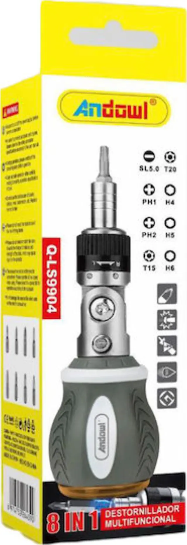 Κατσαβίδι με 8 Εναλλασσόμενες Μύτες ANDOWL Q-LS9904