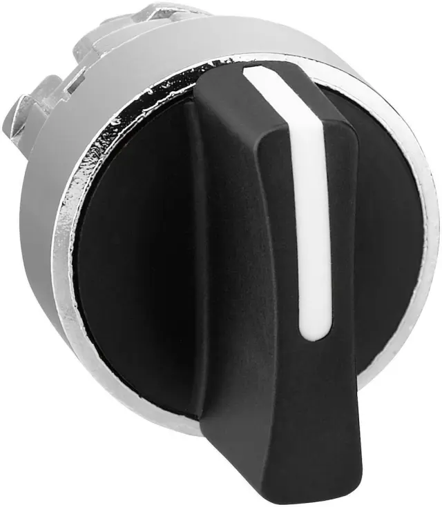 Harmony XB4, Selector switch head, metal, black, Ø22, 3 positions, spring return from left to center