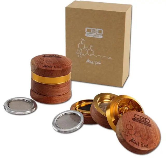 Black Leaf Grinder Τρίφτης «CBD» Ξυλινο - Μεταλλικό 60mm-4 Parts