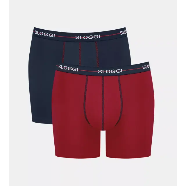 Sloggi Men Μακρυά Μποξεράκια Start Short Συνδυασμός Κόκκινο/Μπλε 2-Pack 2