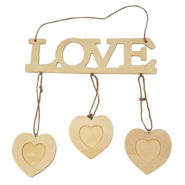 Ξύλινο Love 22x14x0.5cm + 3 Κορνίζες 7cm