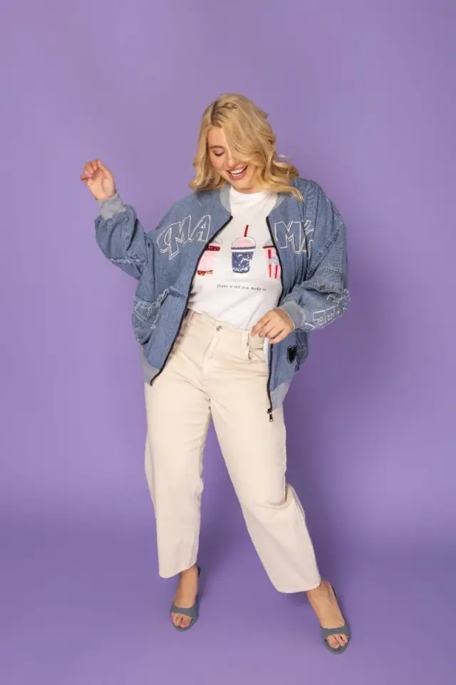 Παντελόνι crop barrel γραμμή plus size - Εκρού - 44 2