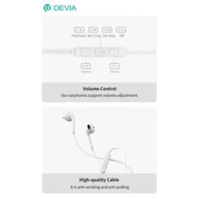 Hands Free Stereo A3 Devia EM109 USB C Kintone Λευκό N66405 3