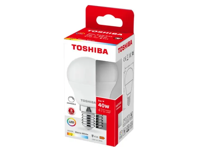 Toshiba LED G45 E14 5W 3000K Dimmable (DELS-GF3400514DE51)