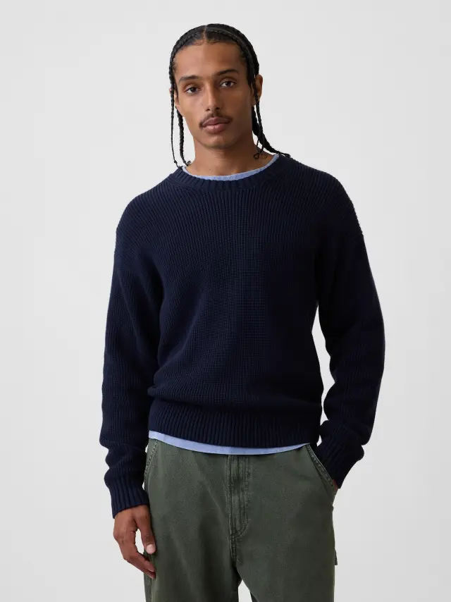 Ανδρικό Πουλόβερ Χαλαρής Γραμμής New classic navy blue