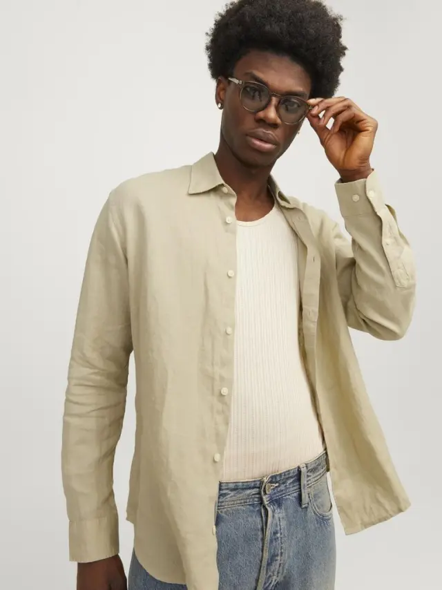 JPRCCLAWRENCE LINEN SHIRT L/S SN fields of rye 2