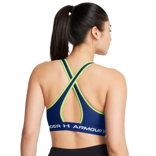 Under Armour Crossback Mid Bra (1361034-432) - Μπλέ-Λαχανί 3