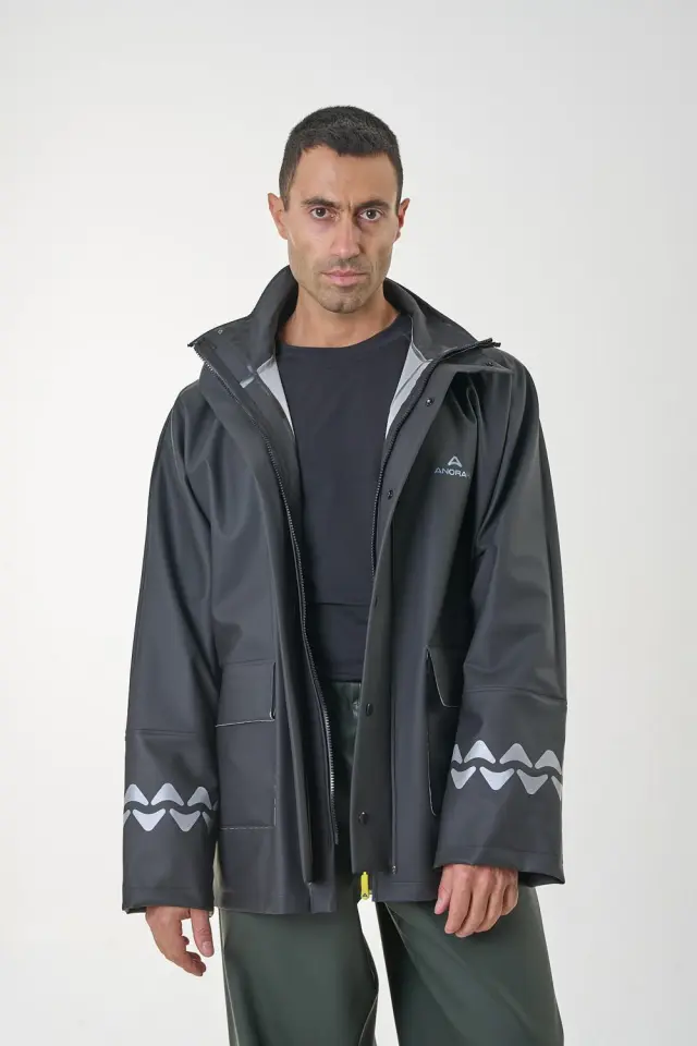 Anorak Αδιάβροχο Σακάκι Με Διπλό Ανακλαστικό Street R-II Long Μαύρο - 2XL