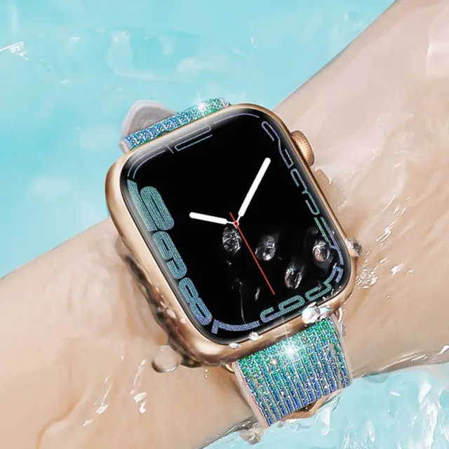 Watchband Hoco WA11 Diamond series 42/44/45/49mm για Apple Watch 1/2/3/4/5/6/7/8/SE/Ultra Μπλε Πράσινο Silicone Band 3