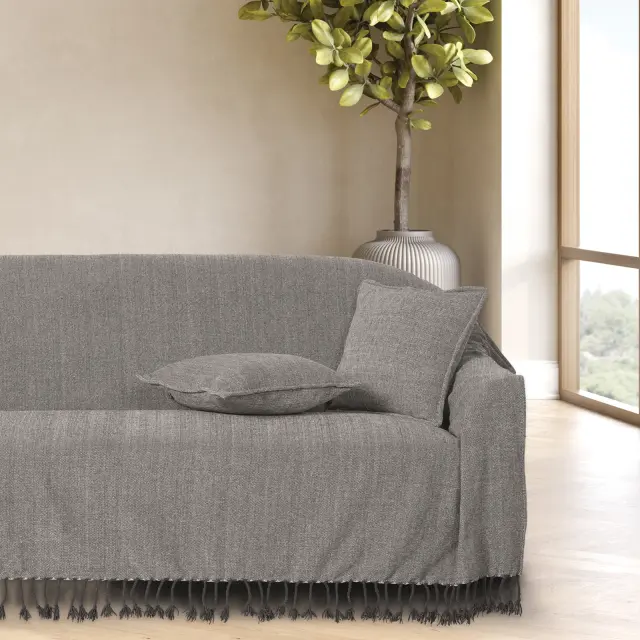 Διακοσμητικό Μαξιλάρι 40x40 Με Γέμιση Das Home 0275 Dark Grey 100% Chenille 2