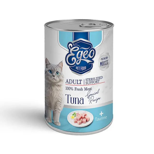 Egeo Υγρή Τροφή Γάτας Adult Sterilized με Τόνο σε Μους 375gr Μονόχρωμο