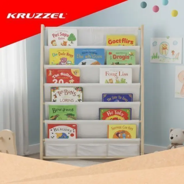 Kruzzel Παιδική Βιβλιοθήκη Ξύλινη με 6 Ράφια Montessori 3