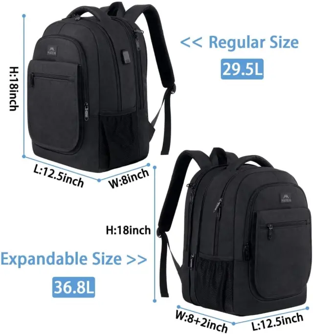 Σακίδιο πλάτης 36,8L Laptop 15,6” Matein 1364 μαύρο - One Size 3