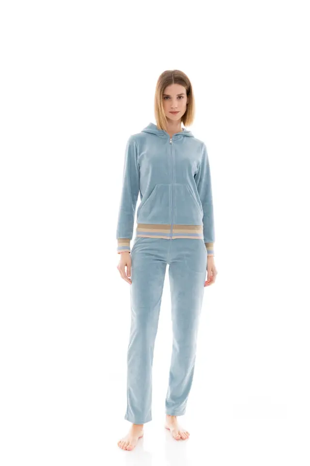 W1474 - Blue Cloud - TRUCKSUIT HOOD VELVET BEIGE STRIPE - S 2