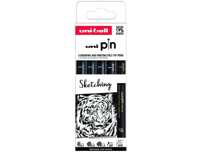 Μαρκαδόροι Σχεδίου Sketching Uni PIN-200 με πάχος μυτών 0.4/0.9/1.2/BR/EFB - 5 τεμάχιαPIN-200 5P ASP017