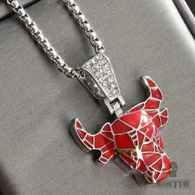 GHETTO Bull Necklace | Power Pendant Silver