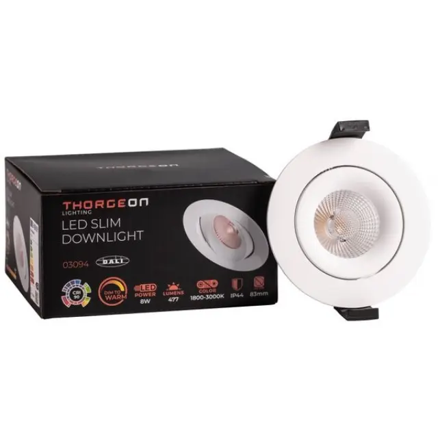 LED Downlight 8W Dali Dim to Warm 520lm IP44 38° CRI>90 PF>0,9 (Internal Driver Included) RAL9003
