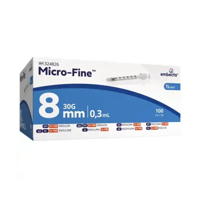 Embecta Micro-fine U-100 Βελόνες Ινσουλίνης 30G 0.3ml 100τμχ