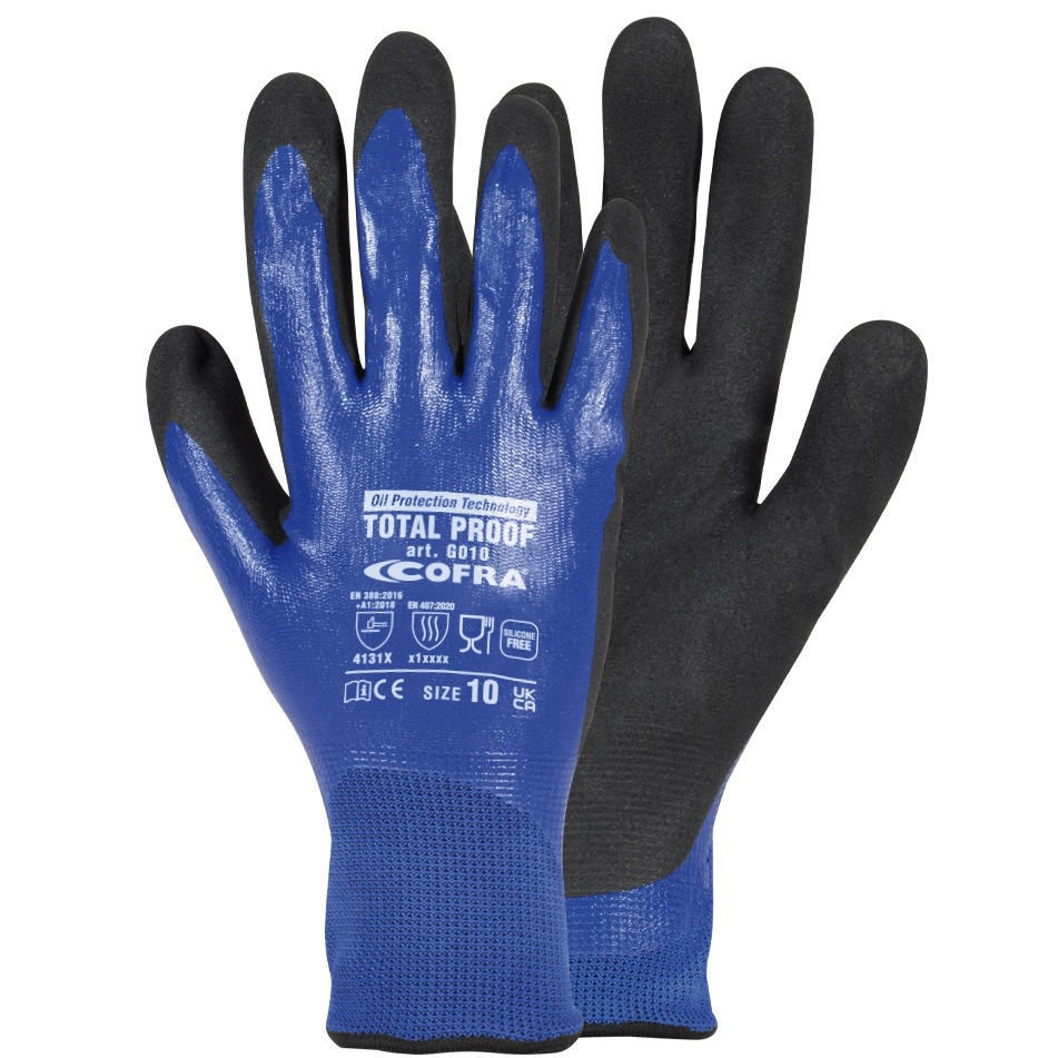 Αδιάβροχα Γάντια Νιτριλίου Cofra Total Proof blue/black - 9 (L)