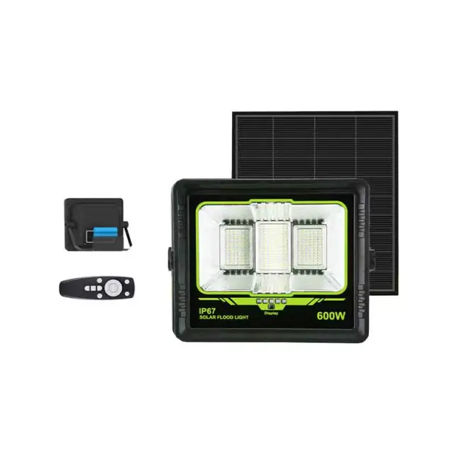 Gdsuper Στεγανός Ηλιακός Προβολέας LED 600W Ψυχρό Λευκό 7500K με Τηλεχειριστήριο IP67 GD-600L 2