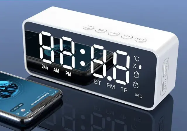 Ασύρματο Bluetooth ηχείο KIMISO K-12 με Ρολόι & / TF Card / FM Radio ΛΕΥΚΟ