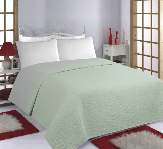 ΚΟΥΒΕΡΛΙ σετ (240cm x 260cm) WAVES mint/grey - -