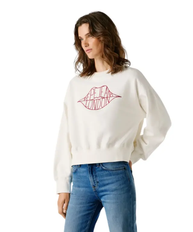 Pepe Jeans - Γυναικεία Μπλούζα Φούτερ Crew Neck Bernis PL5800042-808 Λευκό - XS 3