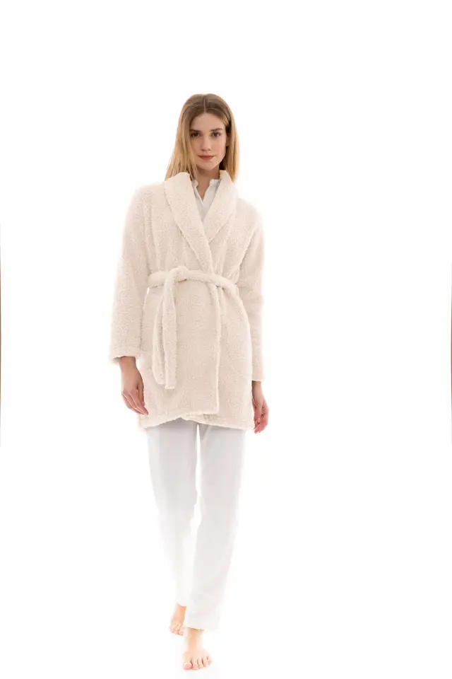 W1479 - White - ROBE FLEECE FLUFFY